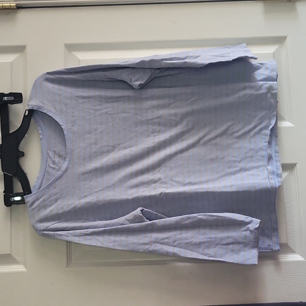 Preswick & Moore Shirt Top Blouse Size 2X Womens Blue Gray Striped